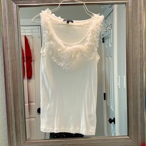 Anne Klein white ruffle tank sz Med